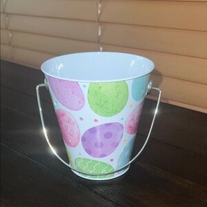 Easter Egg Pattern Tin Metal Bucket